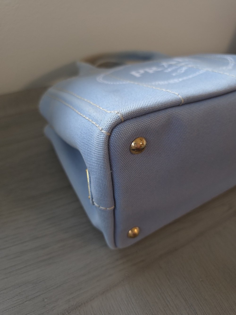 Prada Canapa Mini Light Denim Blue Canvas Tote - Picture 5 of 12